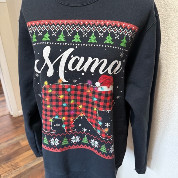 Mama Bear Christmas Black Sweatshirt - Size Medium - Picture 2 of 15
